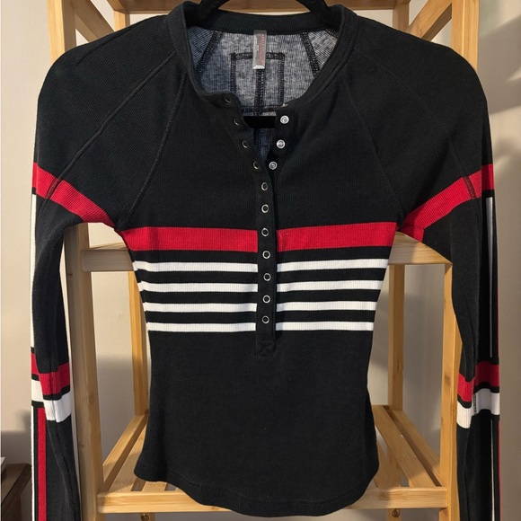 Fp movement black striped Henley Top - Picture 4 of 7